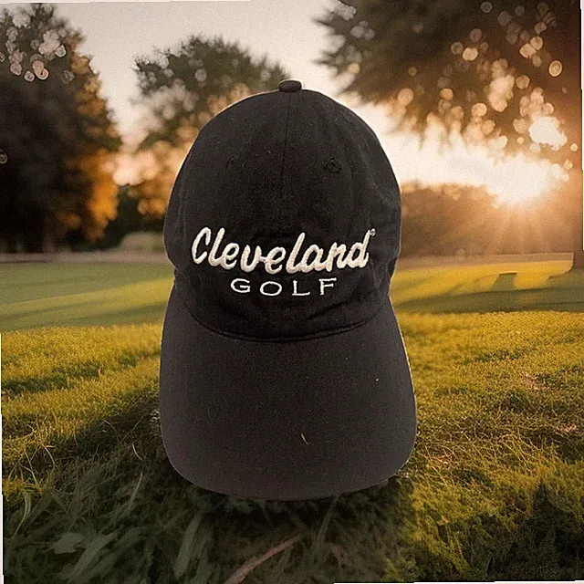 Cleveland Golf Hat Cap Strapback Black White Embroidered Golfer Golfing Adult