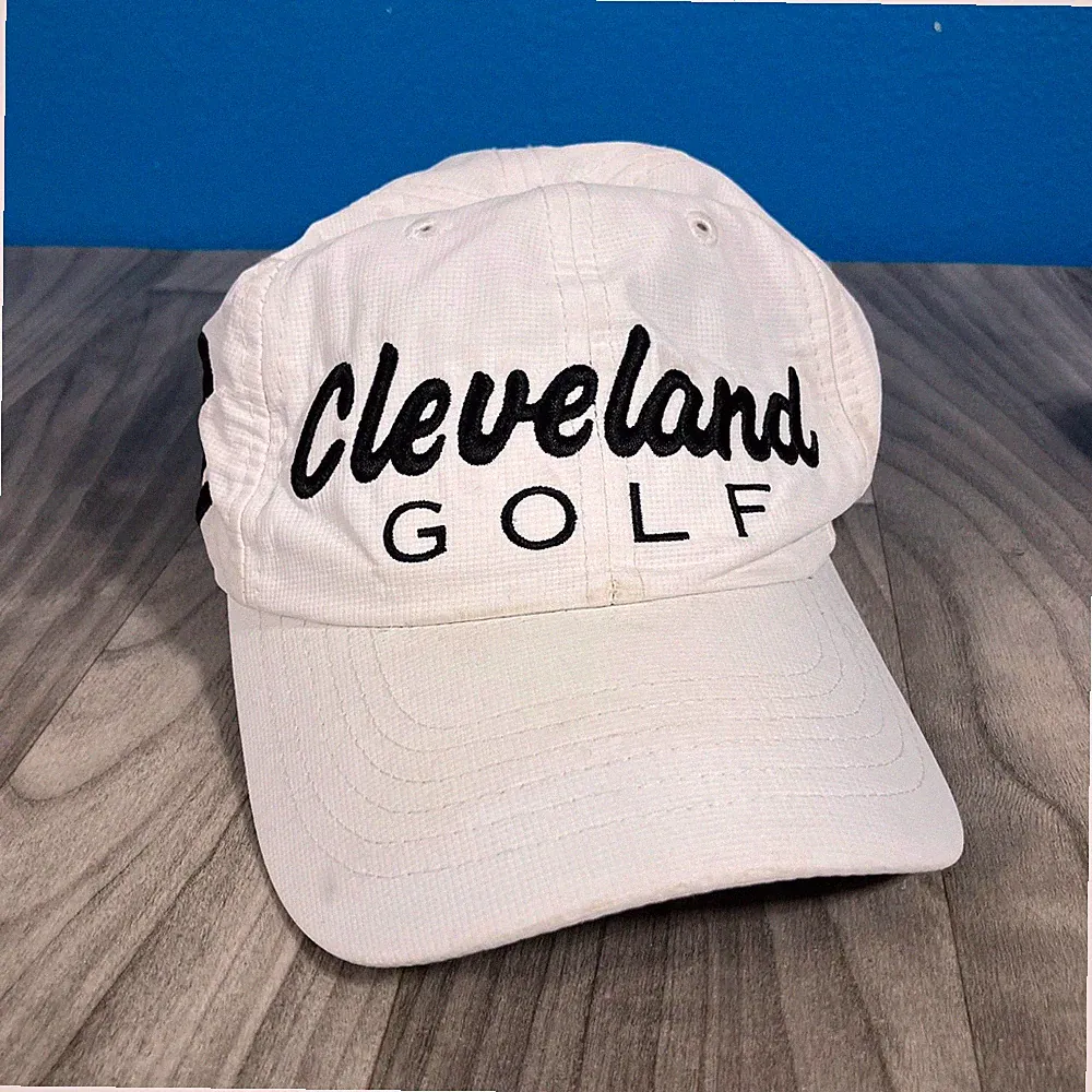 Cleveland Golf Hat Men's Adjustable White Black Logo Lightweight Cap