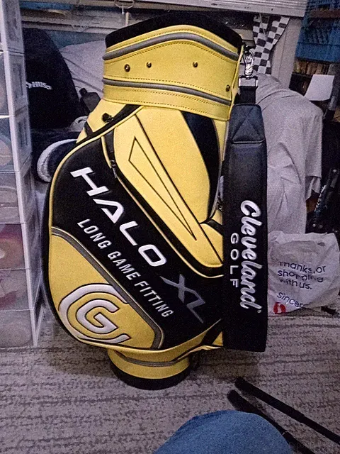 Cleveland Halo Long Game Fitter XL Cart Staff Bag 6 Way 8 Pocket Yellow w/ Cover