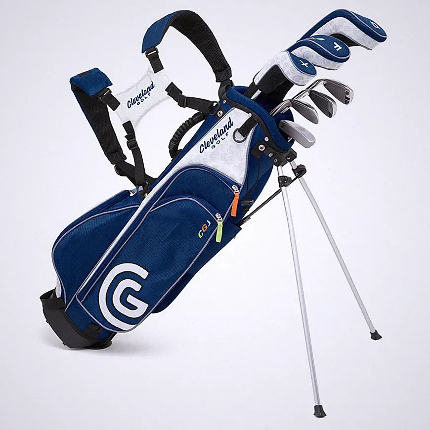 Cleveland Junior's Complete Package Medium 6 Club Set Blue White Stand