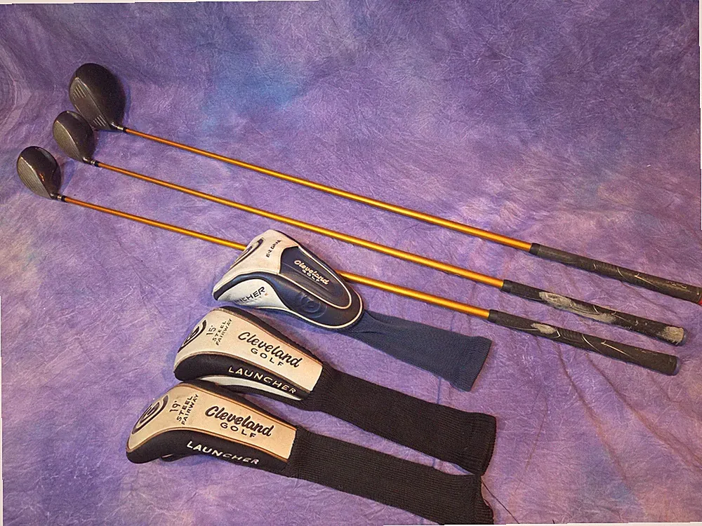 Cleveland Launcher Gold Fairway Woods & Driver Headcover RH 19° 15° 9.5° R Flex