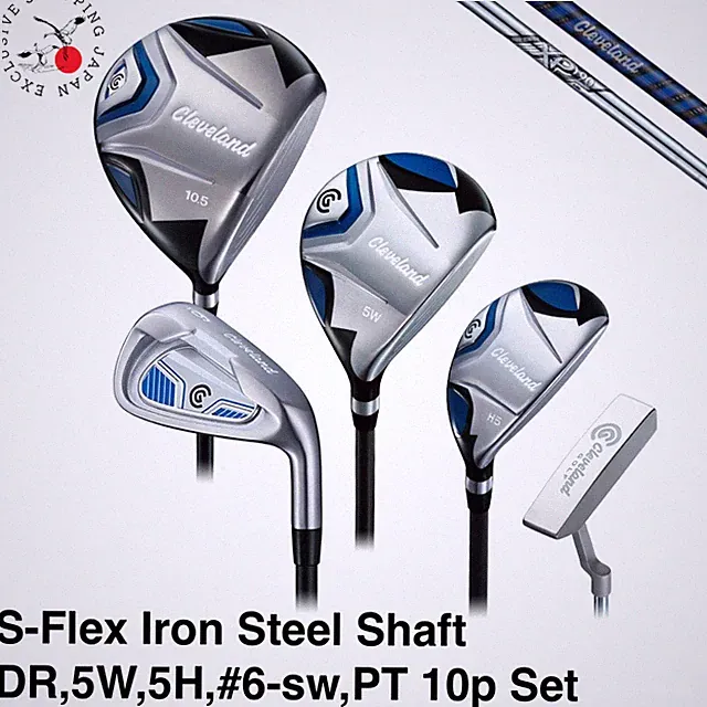 Cleveland Men Complete Full Set 10p Clubs DR/5W/5H/6-SW/PT S-Flex Graphite Shaft