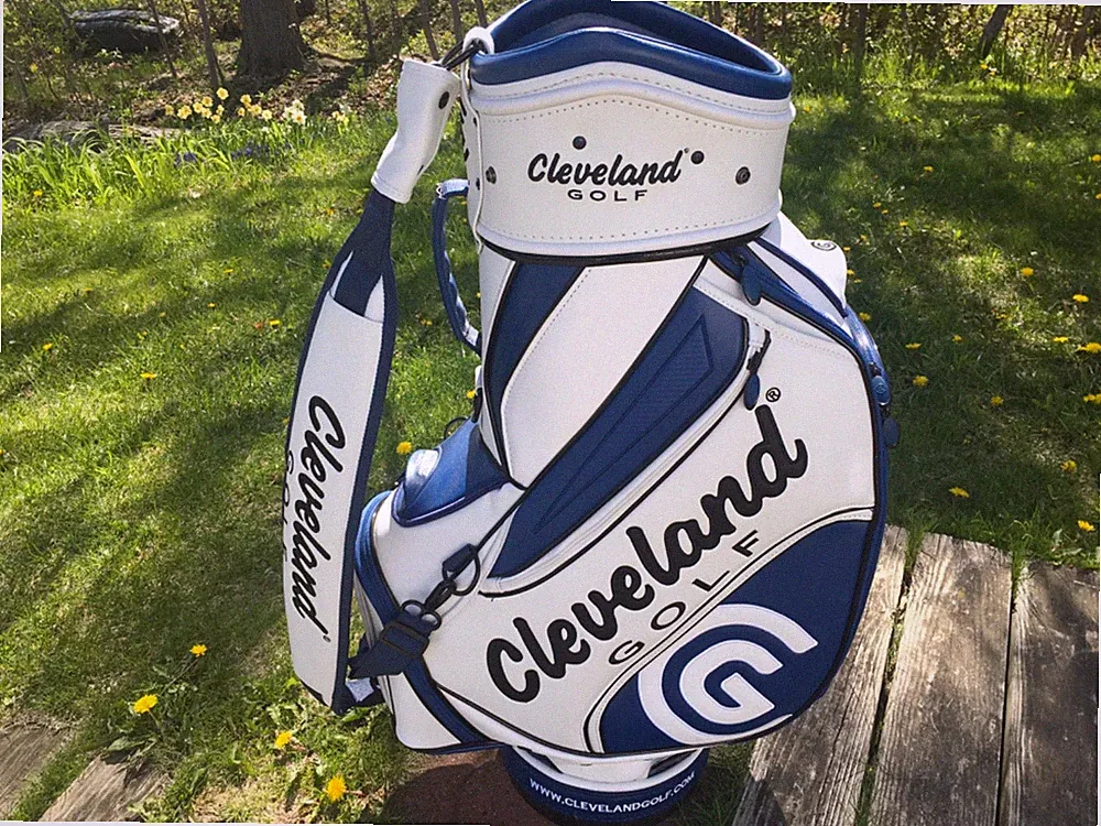 CLEVELAND Staff Bag White/Blue w/Black 6-Way Divide Single Strap Golf Bag ⛳️