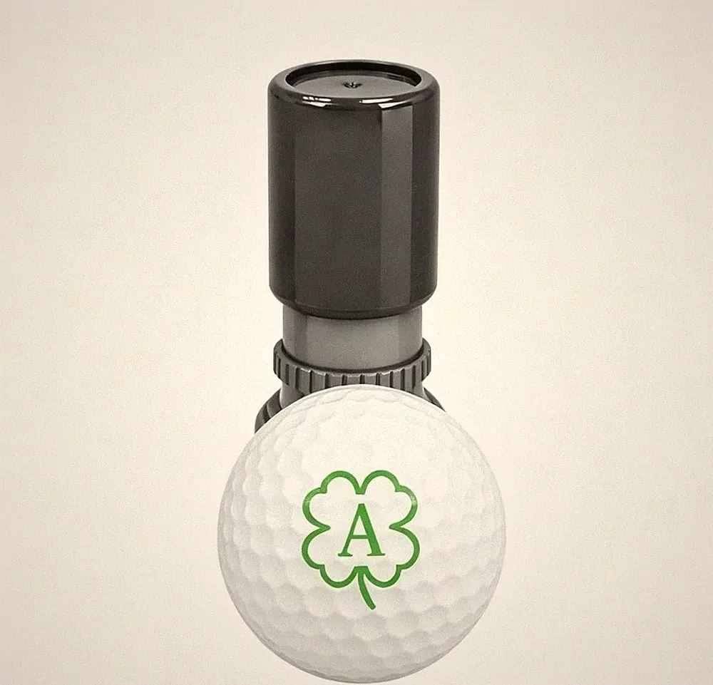 Clover Initial Letter A-Z With Custom Name Pre-Inked Stamp for Golf Ball
