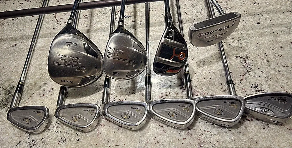 Cobra Driver Wood Hybrid Irons Stiff Flex Odyssey Putter Complete Golf Club Set