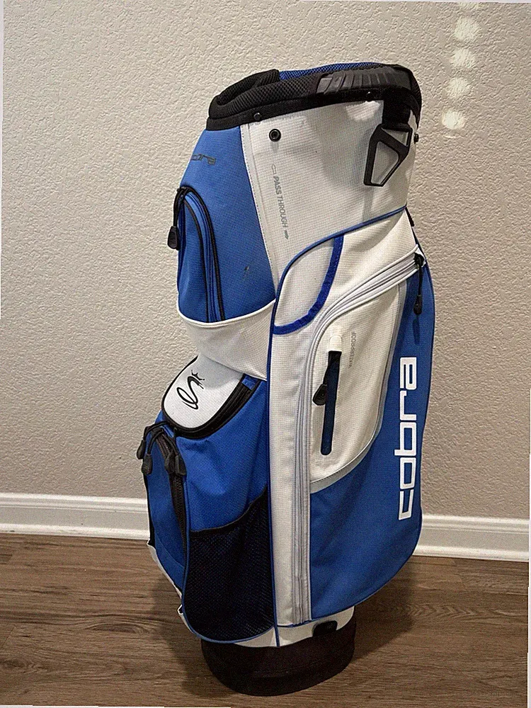 Cobra FLY XL Cart Bag Blue/White/Black 14-way 7 compartments