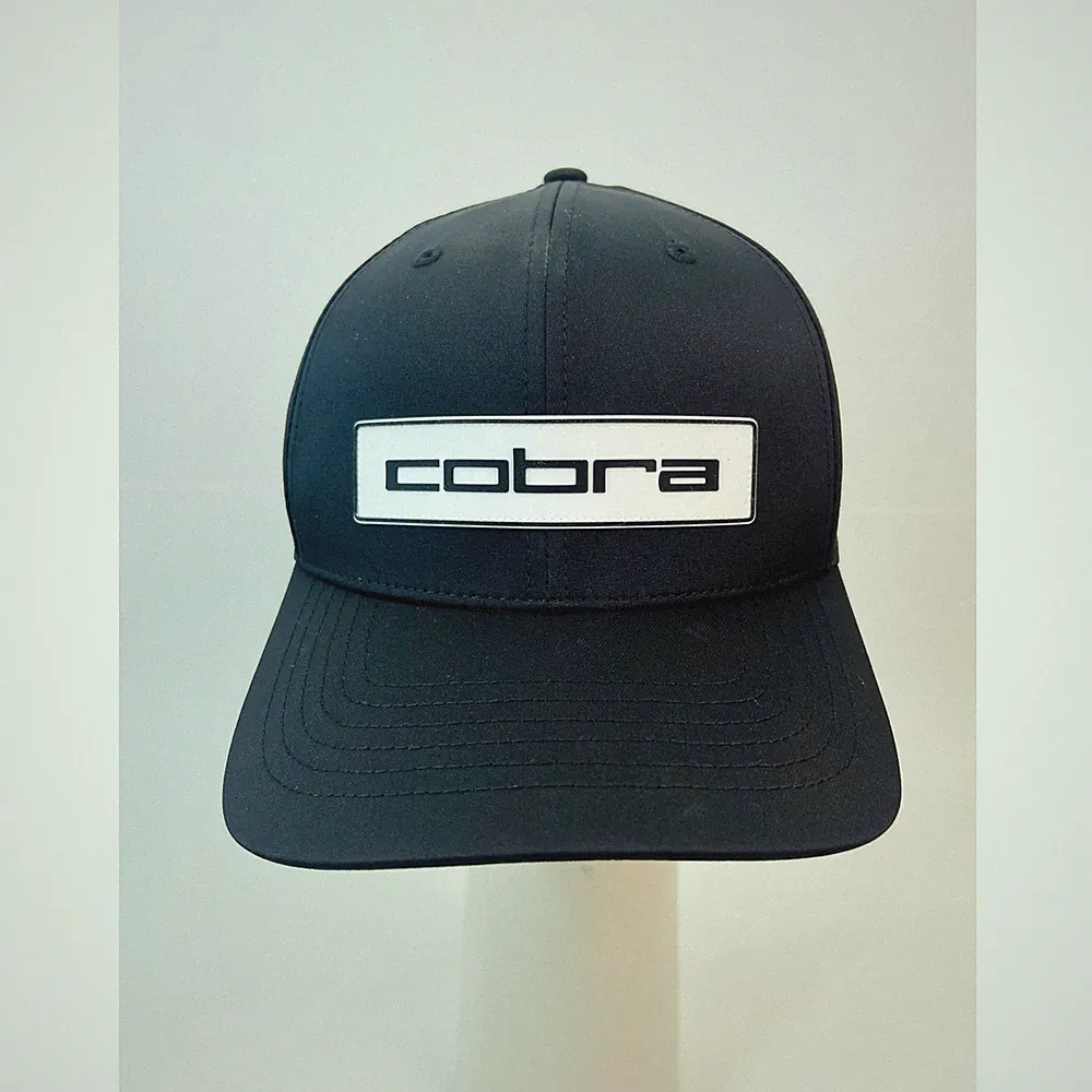 Cobra Tour Tech Golf Cap Black White Flexfit 110 Snapback Hat 909727 02 NEW