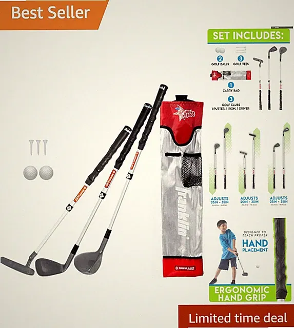 Complete Adjustable Youth Golf Set - Driver, Iron, Putter and Travel Gear