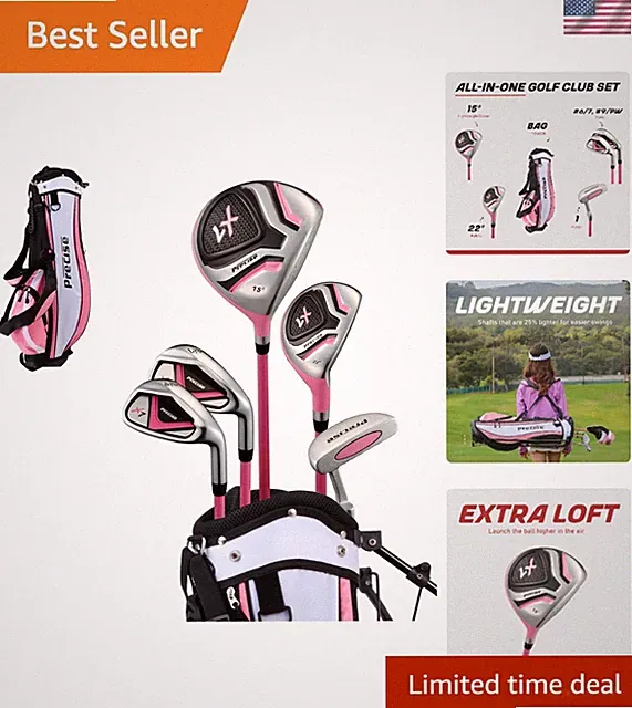 Complete Kids Golf Set - Driver, Hybrid, Putter for Ages 6-8, Lightweight Design