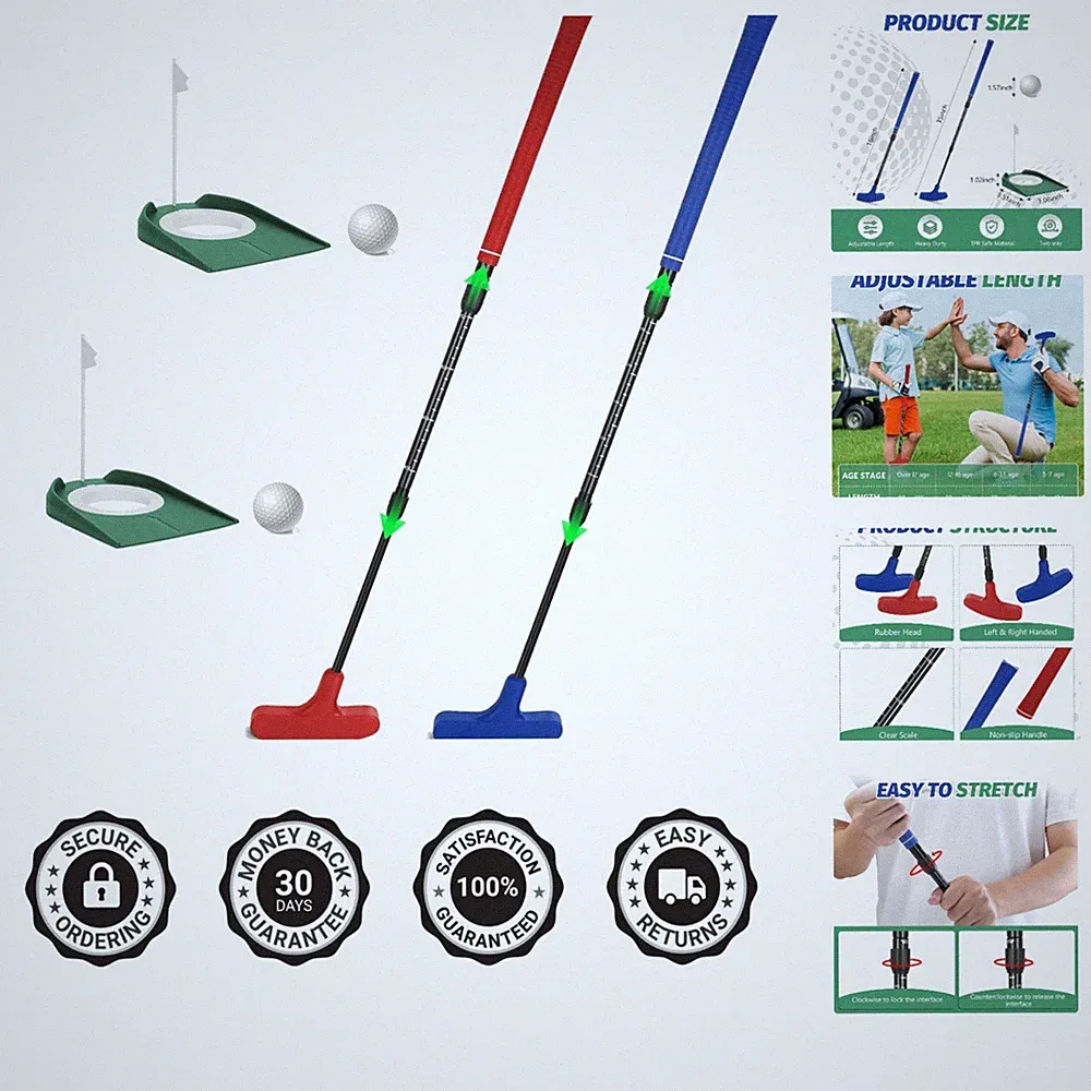 Complete Mini Golf Putter Set - 2 Pack with Balls & Cups for Indoor/Outdoor Fun