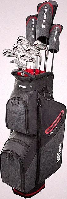 Complete Senior Golf Set with Cart Bag - Right Hand, Red/Black/Silver
