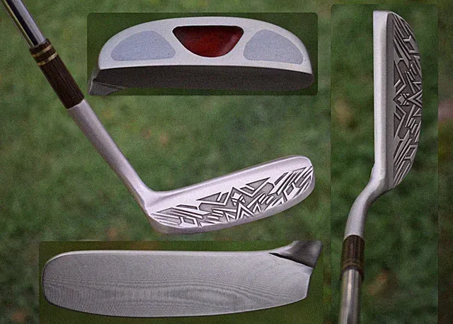 Custom Sounder Heel Shafted Blade Putter / RH 35.5" Napa 8802 Engraved Geometric