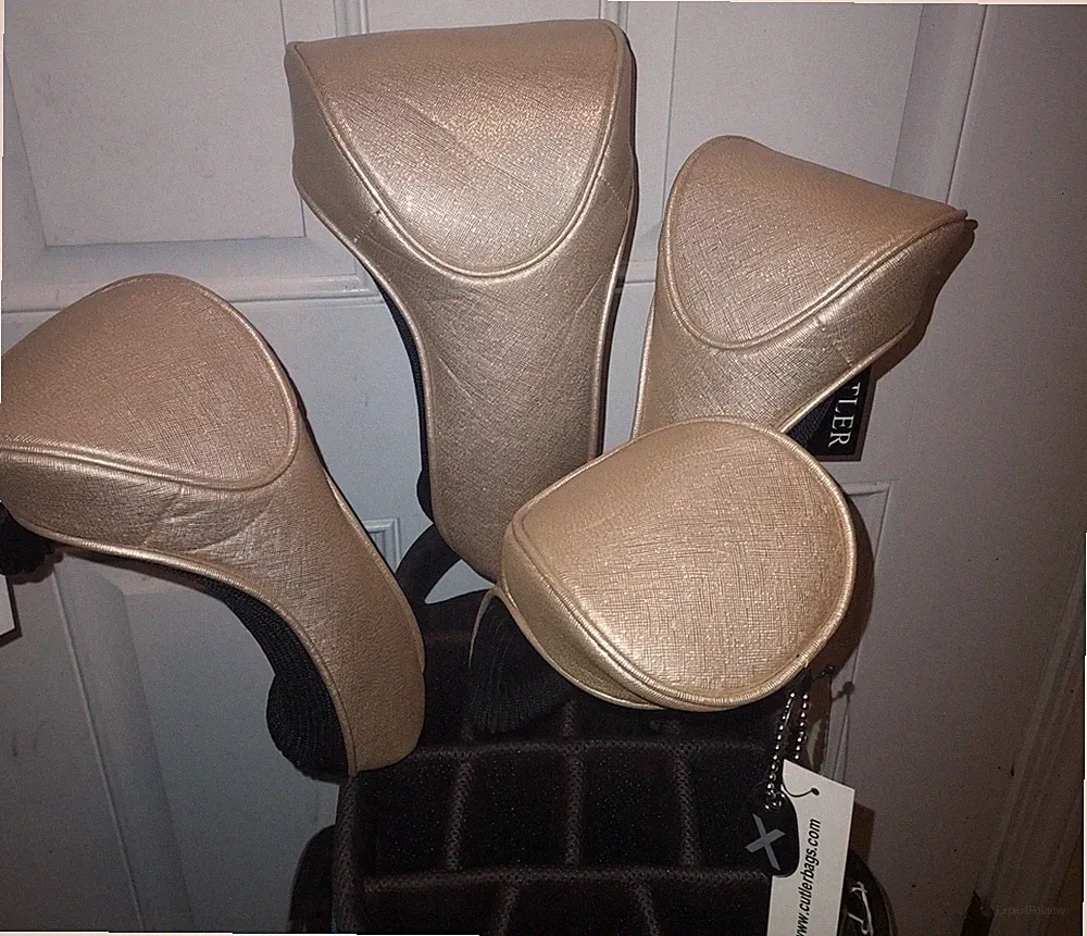 Cutler Golf Club Covers ( Set of 4) Women's Faux Leather Slip On Gold Metallic