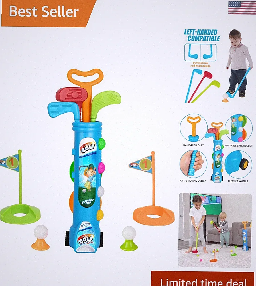 Delightful Kids Golf Set: Lightweight Clubs, Cart, and 6 Balls for Endless Fun