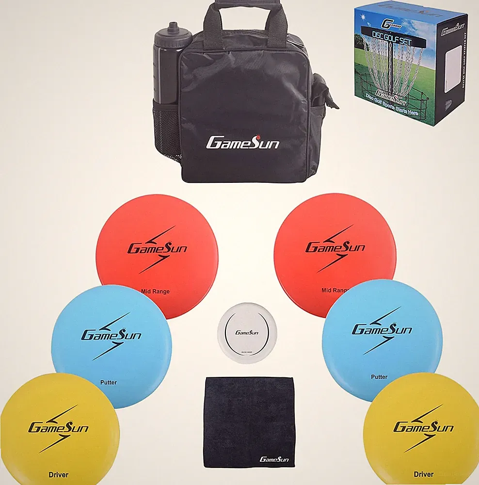 Disc Golf Starter Set 6 Discs, Mini Marker, Carry Bag & Towel for Beginners