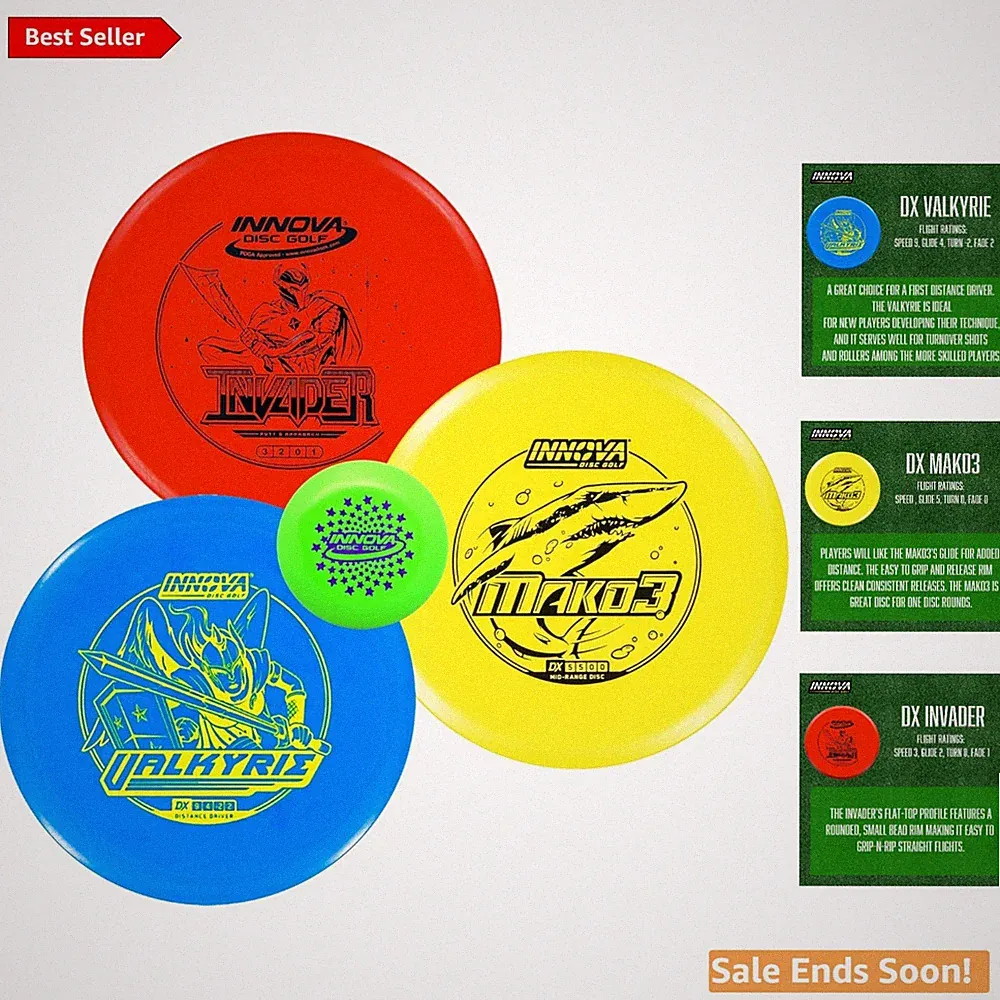 Disc Golf Starter Set for Beginners with Driver Mid-Range Putter and Mini Va...