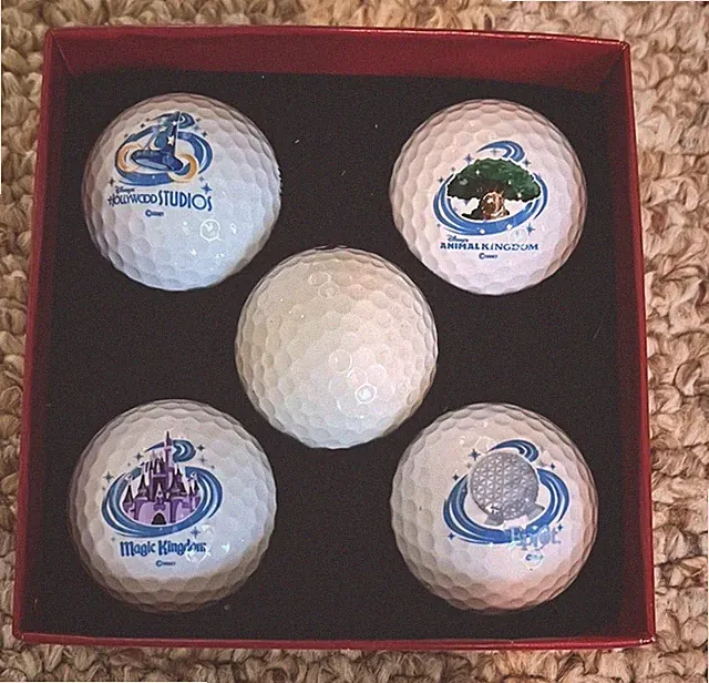 Disney's Four Parks One World Logo COMPLETE Golf Ball Set (4)- New In Box
