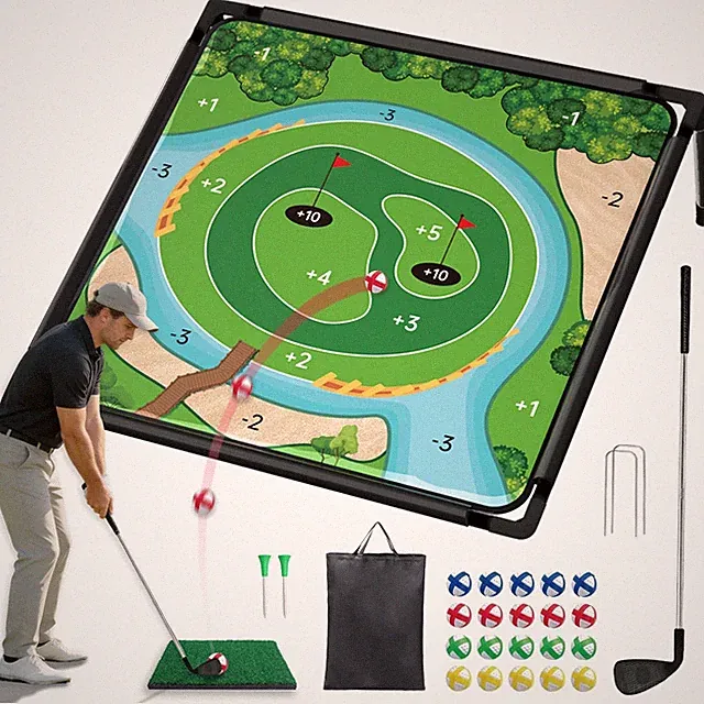 Dual-Sided Golf Chipping Game Set with Club - Sticky Golf Games Pro Battle...