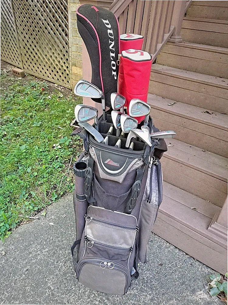 ⛳️ DUNLOP 13 GOLF CLUB set RH w/DATREK 14 way Multipocket Cart Bag VG-Excellent!