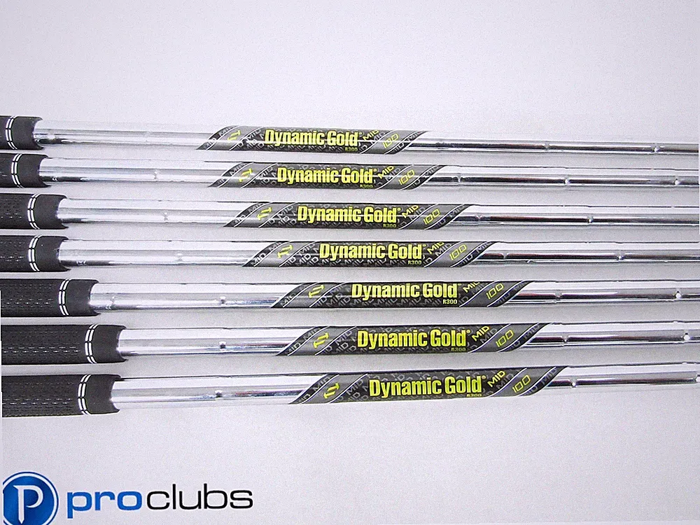DYNAMIC GOLD MID 100 R300 REGULAR FLEX STEEL IRON SHAFTS 5-PW,GW .355 TIP 516758