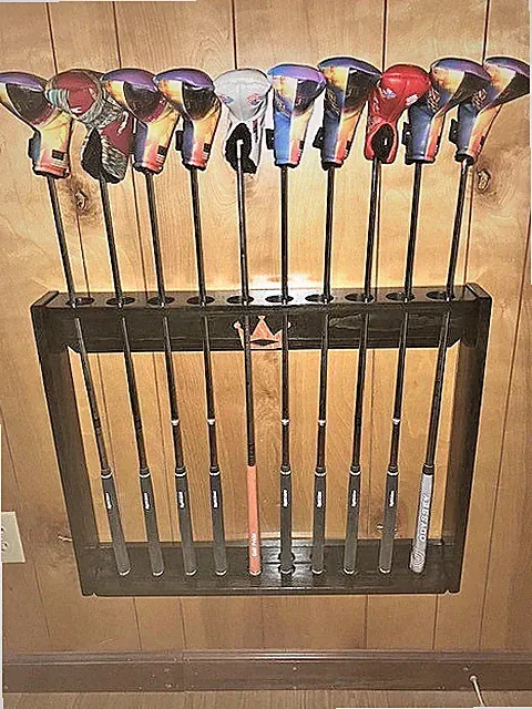 Ebony Wood Wall Rack Golf Club Display 10 Putters w Covers for Scotty Cameron