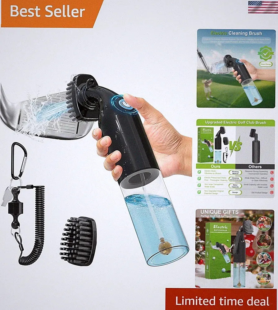 Electric Golf Club Cleaner Brush: AA Battery Powered for Effortless Cleaning...
