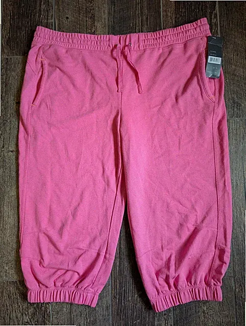 Exertek Pink Athletic Wear Capri Pants Women's XL Pockets Drawstring NWT