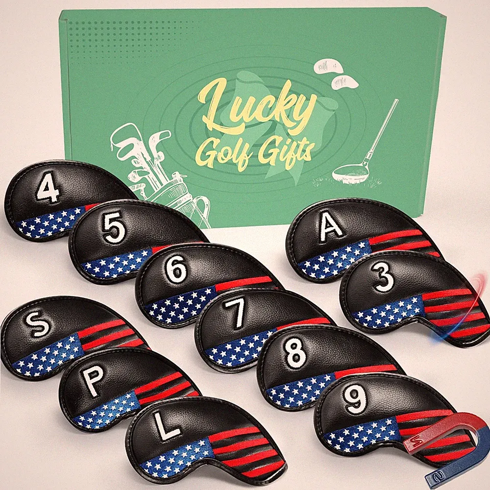 FINGER TEN Golf Club Covers for Irons Magnetic Value 11 Pack, Synthetic Leath...