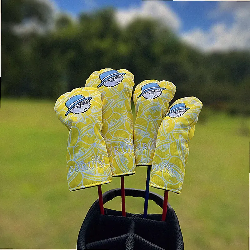 Fisherman Wearing Hat Golf Club Cover Driver Fairway Wood UT Hybrid Head Cover