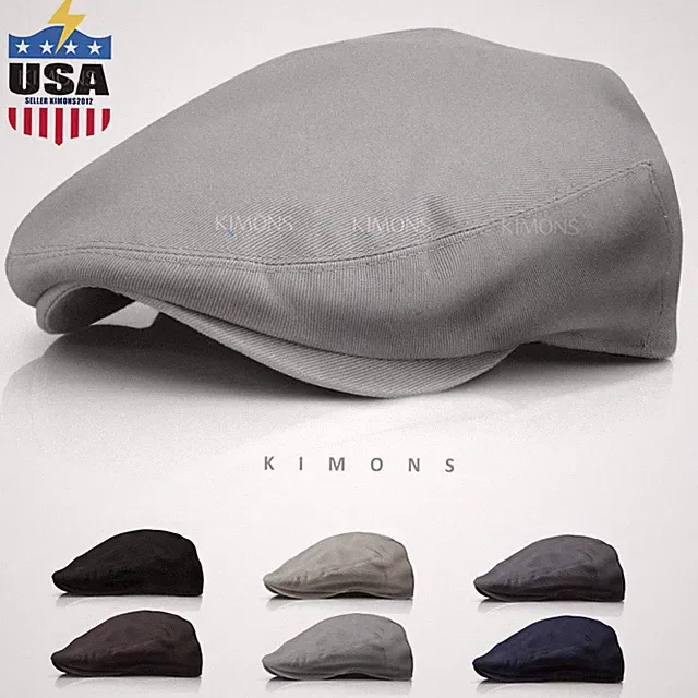 Fitted Mens Cotton Flat Cap Summer Golf Driving Ivy Hat Retro Gatsby Cabbie Cap