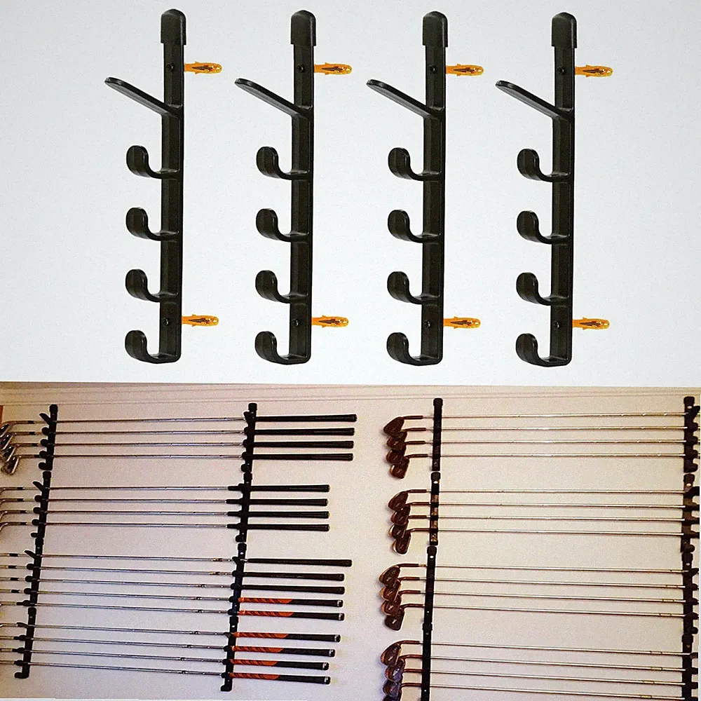 Five-Layer Golf Clubs Storage Organizers Rack, Wall Mount 35-48 inches, Black