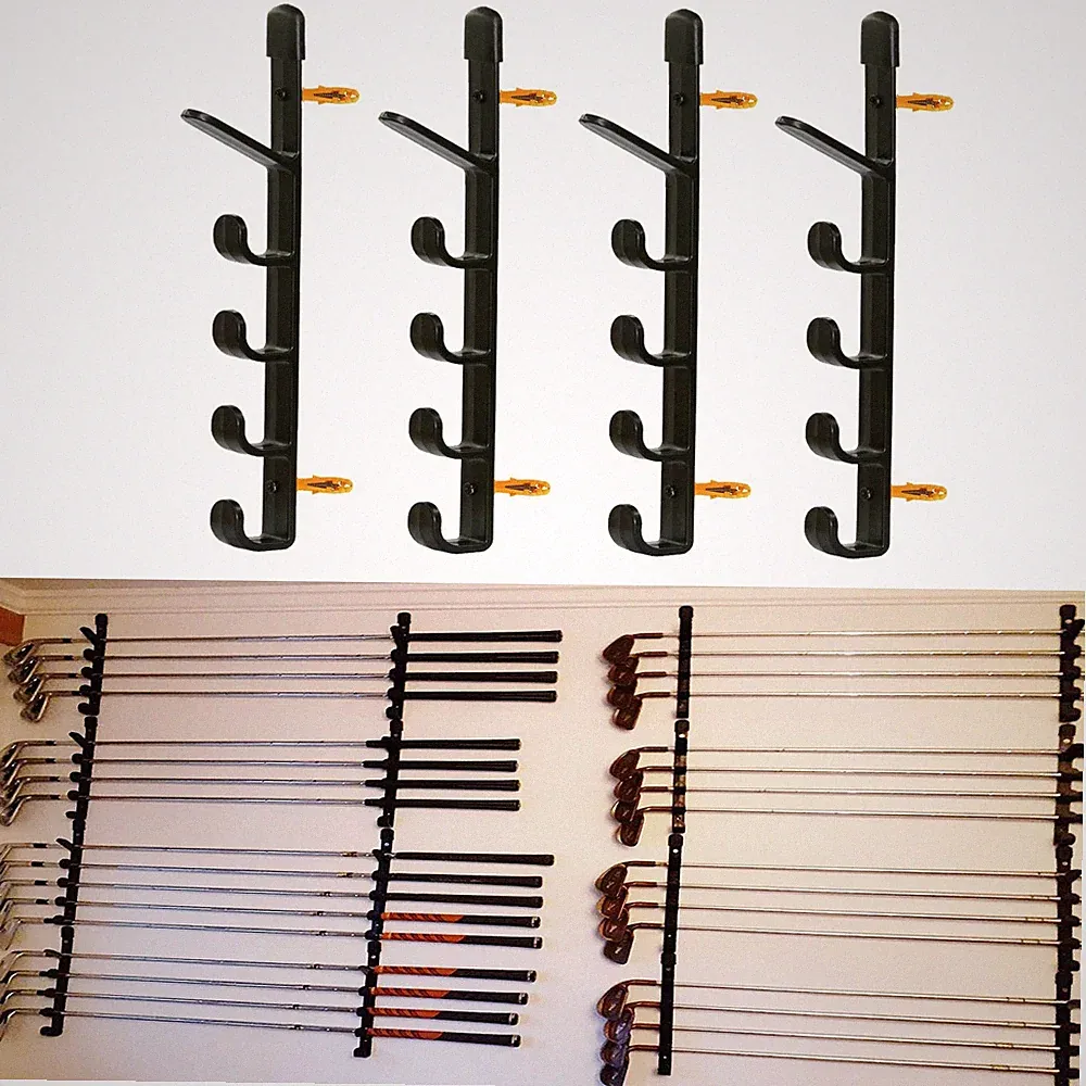 Five-Layer Golf Clubs Storage Organizers Rack, Wall Mount Black