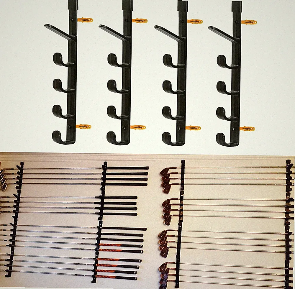 Five-Layer Wall-Mounted Golf Club Organizer Rack - Holds 10 Clubs