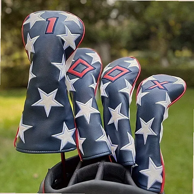 Five-pointed Star Pattern Golf Club Head Cover For Hybrid Driver Fairway Wood