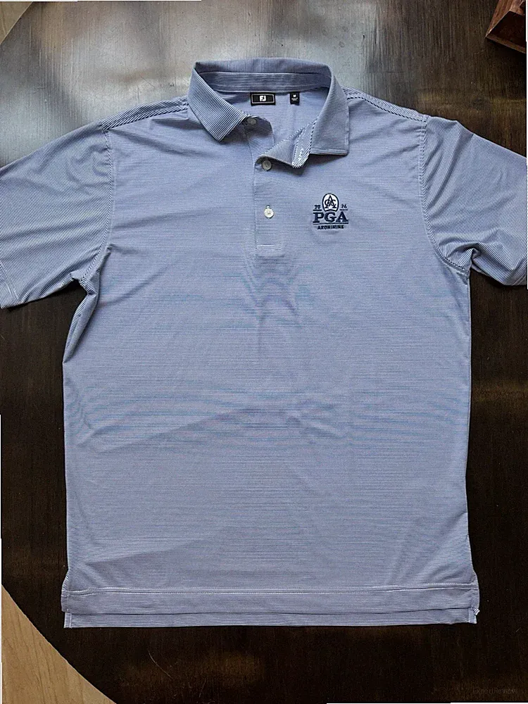FootJoy Men's M Blue/White Striped PGA Golf Polo Shirt