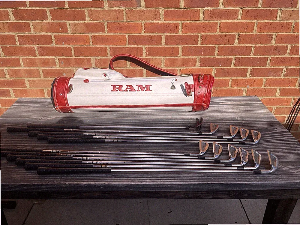 Forged RAM FX Off-Set Golf Irons 3-PW + SW & 1 Iron w/ RAM Carry Bag