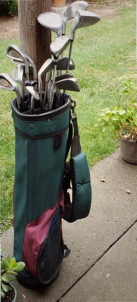 FULL SET MEN'S MATCHING GOLF CLUBS 4 WOODS 9 IRON CART BAG PUTTER & EXTRAS