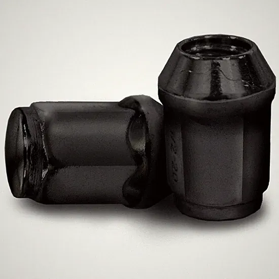 Full Set of 16 Golf Cart Flat Black Acorn Lug Nuts 1/2-20 - Club Car, EZGO