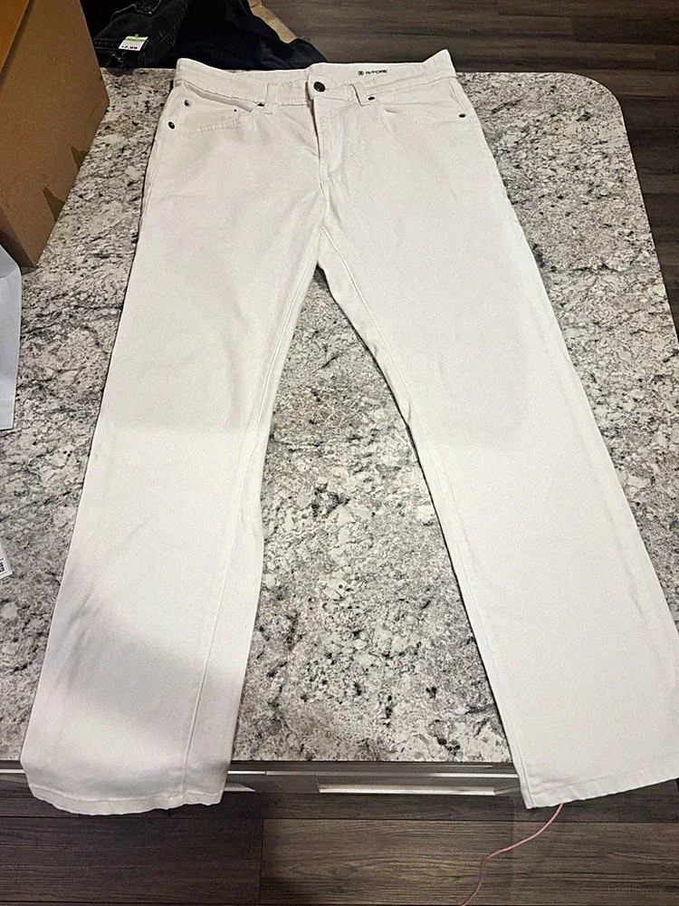 G/FORE Men's White Golf Pants 32x32 Cotton Straight Leg Flat Front 5-Pocket