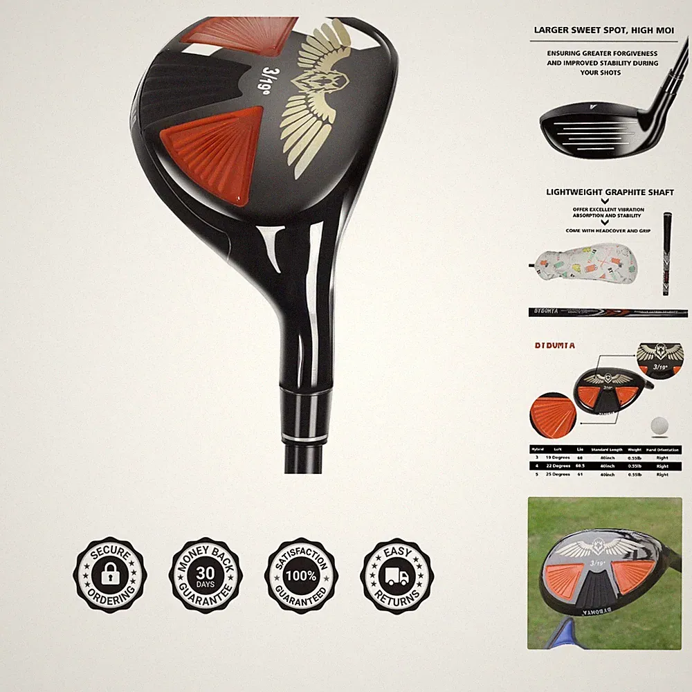 G Series Hybrid Golf Clubs for Men, 3,4,5 PW Hybrid Utility Golf Clubs with G...