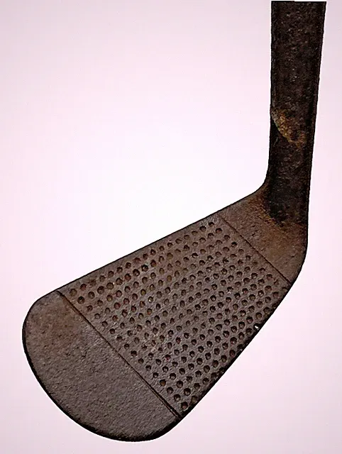 George Nicoll Recorder Dot Face 6 Mashie Iron Leven Fife RH Hand Forged Hickory