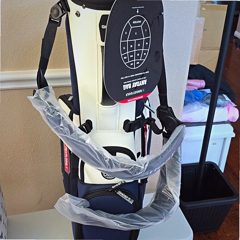 Ghost Golf Anyday Bag 14-Way Stand Bag Dual Strap Synthetic Leather Blue/White