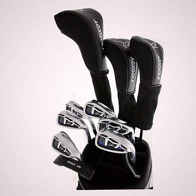 GIRLS RIGHT HAND MAGNUM COMPLETE GOLF CLUB SET: DR, 3W, 3HY, 5-PW, PT, FREE HCS