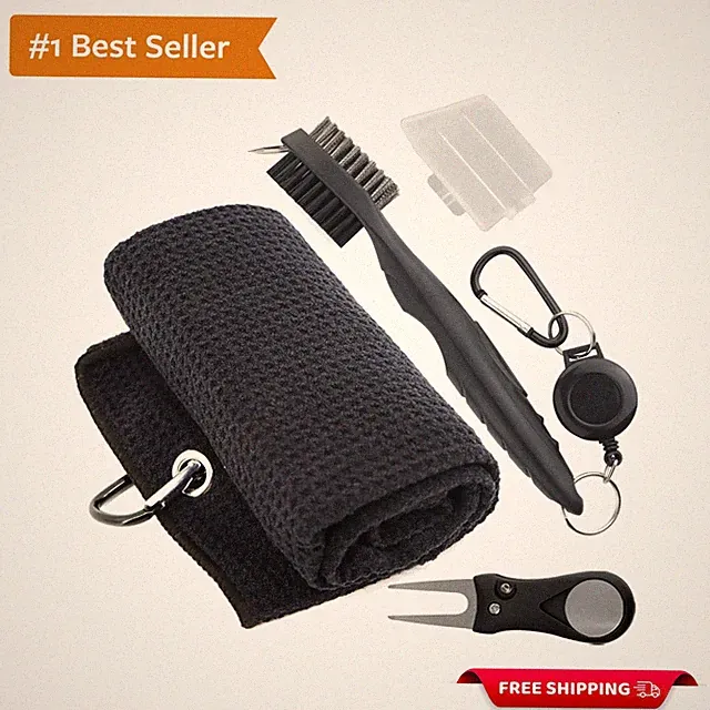 Golf Accessories Kit - Microfiber Waffle Pattern Golf Towel with Clip, Club B...