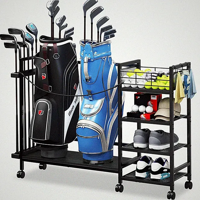 Golf Bag Storage Rack with Wheels Golf Sports Equipment Ball Club Storage Stand