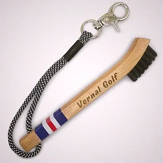 Golf Brush Made from Hickory Wood, Golf Club Groove Cleaner with Red and Blue