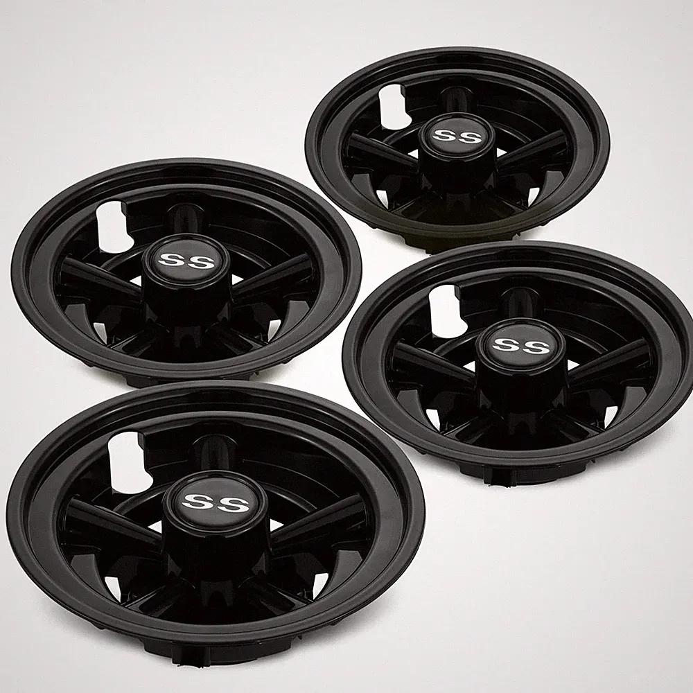 Golf Cart 8in Wheel Covers Hub Caps Set of 4 Black for Yamaha Club Car EZGO