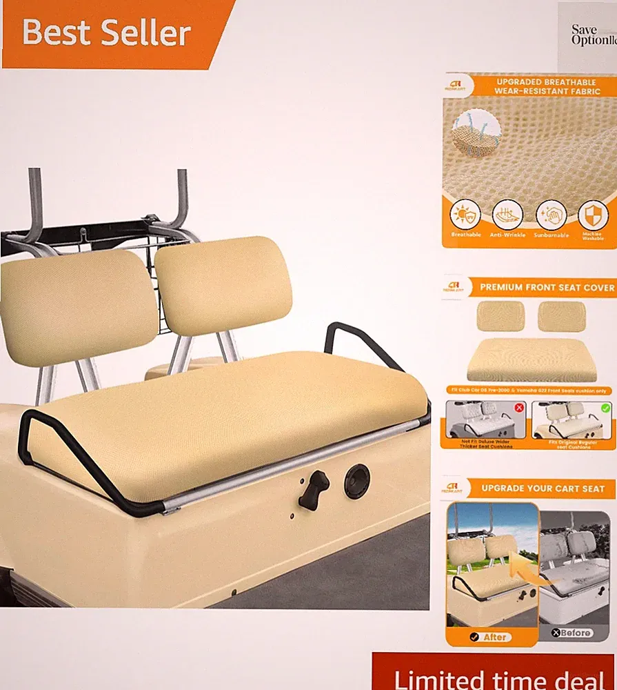 Golf Cart Front Seat Covers Fit for Yamaha G22 G19 G16 G14 G11 G9 G8 G2, Club...