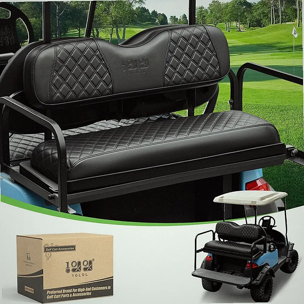 Golf Cart Rear Seat Cover Black Diamond Stitching for EZGO Club Car Yamaha