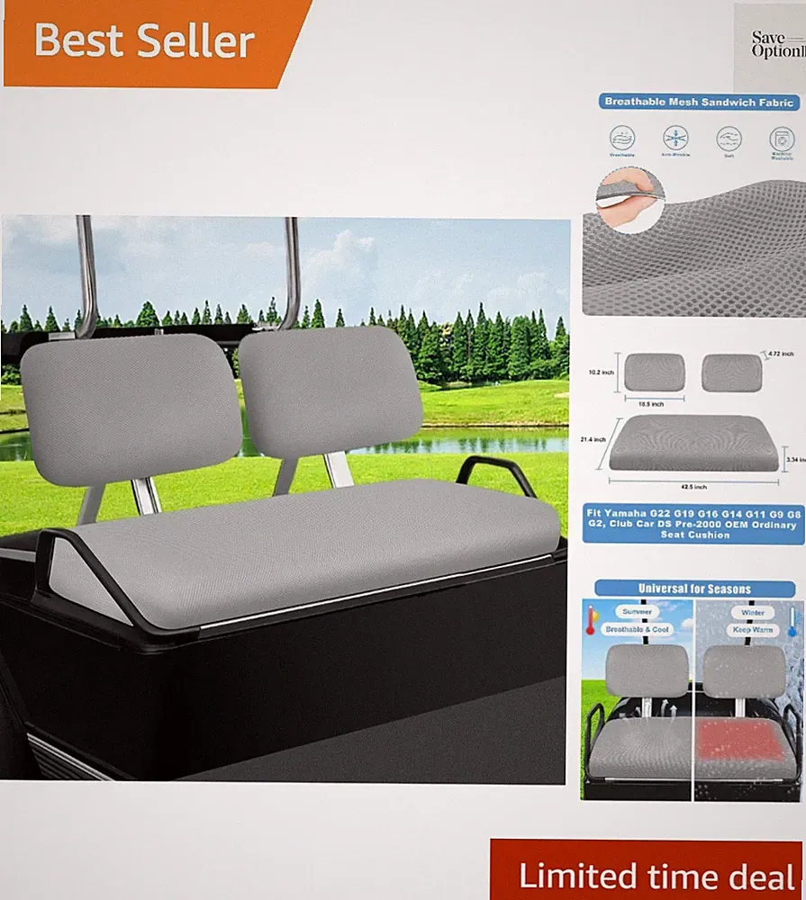 Golf Cart Seat Covers Set for Yamaha G22 G19 G16 G14 G11 G9 G8 G2, Club Car D...